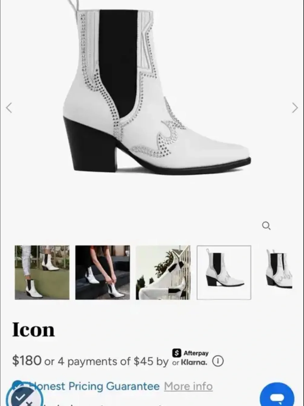 Thursday Boot Company White Leather Western Chelsea Boot with Black Elastic